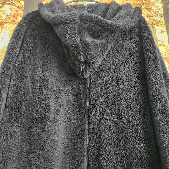 Natural Reflections Small Anthracite Cozy Hooded Cardigan Long Fleece Black NWT - Picture 9 of 13